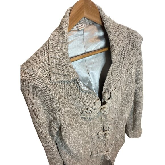 Coldwater Creek Brown Knotted Satin Lined Hook and Loop Cardigan Sweater - Picture 4 of 10